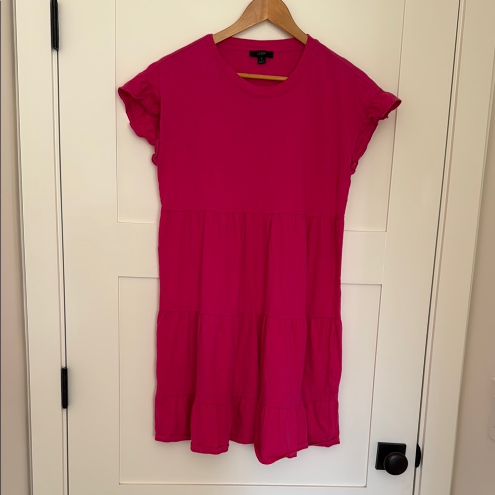 J.Crew women’s Vibrant Pink Tiered Dress (size small)